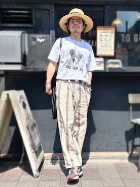 「Aeta（アエタ）のアイテム（ショルダーバッグ）」を使った、別宮聖一 ( ベックセイイチ )さん（メンズ・169cm）の夏コーディネート