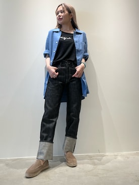 「アニエスベー」｜「アイテム（スリッポン）」を使った、agnès b.さん（レディース・164cm）の夏コーディネート