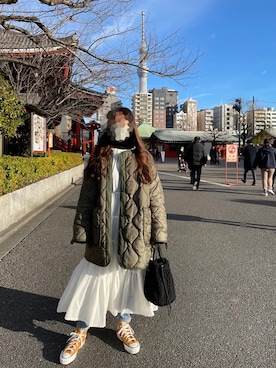 「THE SHINZONE（ザ　シンゾーン）のアイテム（ミリタリージャケット）」を使った、murmurswさん（レディース・162cm）の冬コーディネート