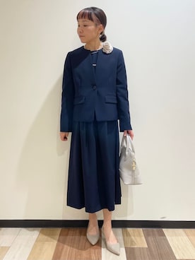 「アイテム（ブローチ/コサージュ、ベージュ系）」を使った、しーさんさん（レディース・154cm）の冬コーディネート