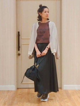 「SHOO・LA・RUE（シューラルー）の【洗濯機可/S-LL】さっと羽織れる 軽量リブブルゾン（ブルゾン、ベージュ系）」を使った、massuさん（レディース・158cm）の秋コーディネート