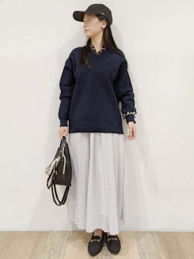 「grove（グローブ）のアイテム（帽子）」を使った、nicoさん（レディース・158cm）の冬コーディネート