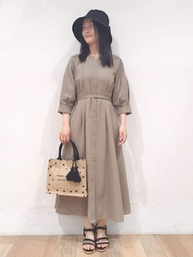 「grove（グローブ）のアイテム（ハット）」を使った、nicoさん（レディース・158cm）の春コーディネート