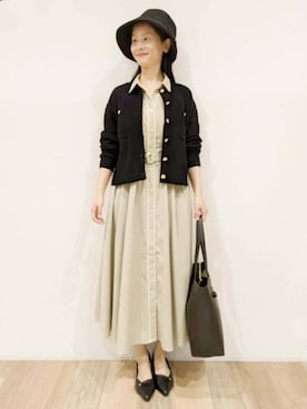 「grove（グローブ）のアイテム（帽子）」を使った、nicoさん（レディース・158cm）の春コーディネート