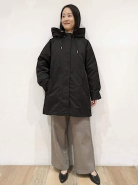 「アイテム（モッズコート、ブラック系）」を使った、nicoさん（レディース・158cm）の秋コーディネート