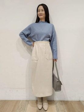 「アイテム（アクセサリー、パープル系）」を使った、nicoさん（レディース・158cm）の秋コーディネート