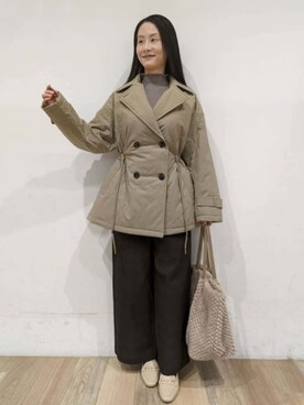 「アイテム（ピーコート、ブラウン系）」を使った、nicoさん（レディース・158cm）の秋コーディネート