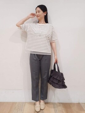 「アイテム（アクセサリー、パープル系）」を使った、nicoさん（レディース・158cm）の夏コーディネート