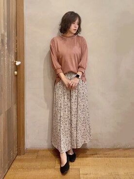 「SHOO・LA・RUE（シューラルー）の◆【高レビュー】洗えてサラサラ スクエアニットパンプス（パンプス、ブラック系）」を使った、まるぷ–さんの夏コーディネート