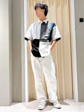 「Dessin（デッサン）の【ユニセックス】ワイドデニム（その他パンツ、ホワイト系）」を使った、ryogo520さん（メンズ・177cm）の夏コーディネート
