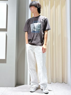 「Dessin（デッサン）の【ユニセックス】ワイドデニム（その他パンツ、ホワイト系）」を使った、ryogo520さん（メンズ・177cm）の夏コーディネート