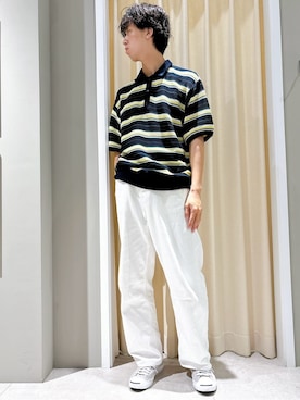「Dessin（デッサン）の【ユニセックス】ワイドデニム（その他パンツ、ホワイト系）」を使った、ryogo520さん（メンズ・177cm）の夏コーディネート