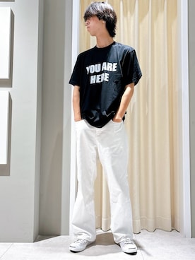 「Dessin（デッサン）の【ユニセックス】ワイドデニム（その他パンツ、ホワイト系）」を使った、ryogo520さん（メンズ・177cm）の夏コーディネート