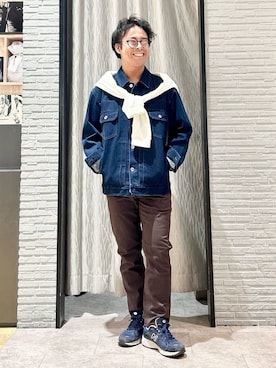 「THE SHOP TK （ザ ショップ ティーケー ）の累計売上40万本突破！！7DAYSストレッチへリンボンパンツ　【Sサイズ～/5色展開/ON⇔OFF兼用/ストレッチ/洗濯機OK】（その他パンツ、ブラウン系）」を使った、KENJI Iさん（メンズ・162cm）の冬コーディネート
