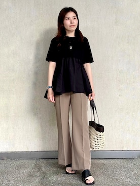 「OPAQUE.CLIP（オペークドットクリップ）のアイテム（サンダル）」を使った、えみさん（レディース・161cm）の春コーディネート