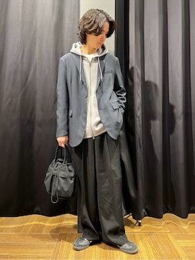 「THE SHOP TK （ザ ショップ ティーケー ）の【CAVIAN/キャビアン】リサイクルシャークスキンテーラードジャケット セットアップ可（テーラードジャケット、ブルー系）」を使った、motoさん（メンズ・173cm）の春コーディネート