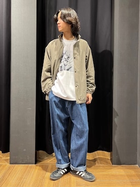 「THE SHOP TK （ザ ショップ ティーケー ）のMFMMスタンドカラーブルゾン（ブルゾン、グリーン系）」を使った、motoさん（メンズ・173cm）の春コーディネート