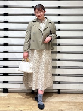 「アイテム（トレンチコート、グリーン系）」を使った、suzuさん（レディース・163cm）の春コーディネート