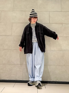 「JOURNAL STANDARD LUXE（ジャーナルスタンダード　ラックス）のストライプ カームパンツ（その他パンツ、ブルー系）」を使った、A.Tさん（レディース・167cm）の春コーディネート
