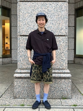「LACOSTE（ラコステ）のアイテム」を使った、T.shibataさん（メンズ・167cm）の春コーディネート