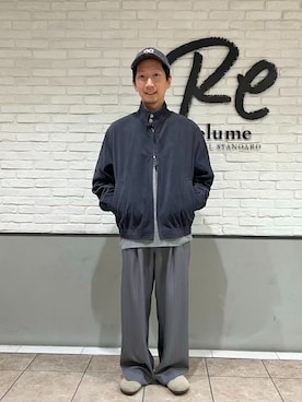 「JOURNAL STANDARD relume（ジャーナルスタンダード　レリューム）のテック ”SOLOTEX(R)” コーデュロイ ウォッシャブル ハリントンジャケット（その他アウター、グレー系）」を使った、T.shibataさん（メンズ・167cm）の秋コーディネート