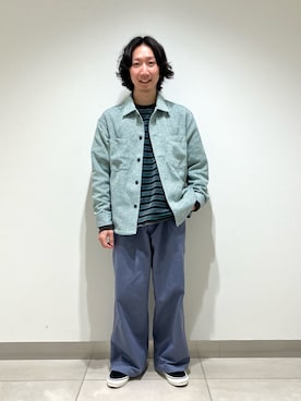 「JOURNAL STANDARD relume（ジャーナルスタンダード　レリューム）のワイド カット チノパンツ（チノパンツ、ブルー系）」を使った、T.shibataさん（メンズ・167cm）の冬コーディネート