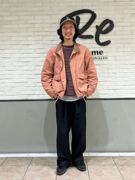 「JOURNAL STANDARD relume（ジャーナルスタンダード　レリューム）のフェード マウンテン スタンドカラー ブルゾン（マウンテンパーカー、オレンジ系）」を使った、T.shibataさん（メンズ・167cm）の春コーディネート