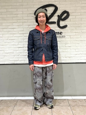 「Levi's（リーバイス）のLevi’s(R) / リーバイス(R) 別注 TYPE3 リジッド トラッカージャケット（デニムジャケット、ブルー系）」を使った、T.shibataさん（メンズ・167cm）の冬コーディネート