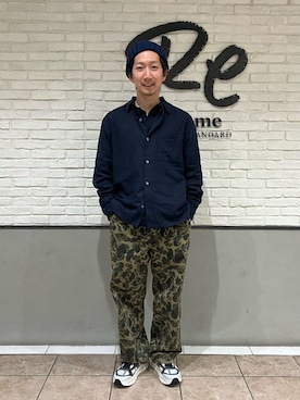 「JOURNAL STANDARD relume（ジャーナルスタンダード　レリューム）のバイオウォッシュ ヴァリアスパターン ペインターパンツ（その他パンツ、グリーン系）」を使った、T.shibataさん（メンズ・167cm）の春コーディネート