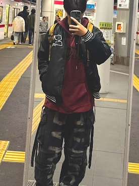 「STARTER（スターター）のアイテム」を使った、りゅーはさん（メンズ・176cm）の冬コーディネート