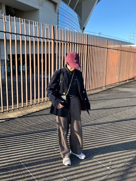 「アイテム（帽子）」を使った、75553さん（レディース・161cm）の秋コーディネート