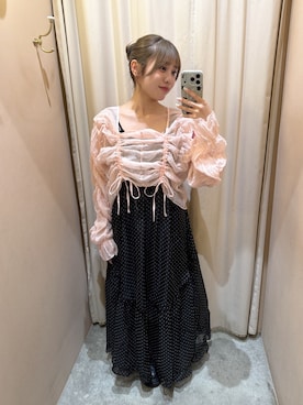 「w closet（ダブルクローゼット）のシアードロストプルオーバー（シャツ/ブラウス、ピンク系）」を使った、nanakaさん（レディース・152cm）の春コーディネート