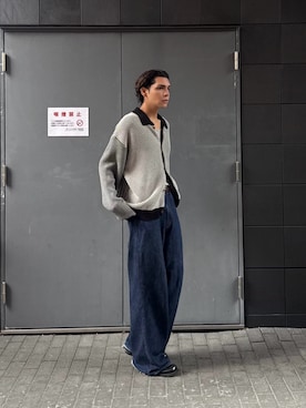 「PHINGERIN（フィンガリン）のPHINGERIN Multi knit shirt jacket（シャツ/ブラウス、ブラック系）」を使った、Ichiro_xxさん（メンズ・179cm）の秋コーディネート