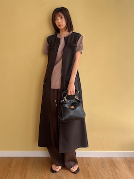 「DRESSTERIOR（ドレステリア）のアイテム（Tシャツ/カットソー）」を使った、本村　実沙子さん（レディース・166cm）の夏コーディネート