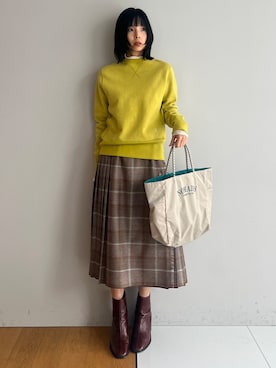 「DRESSTERIOR（ドレステリア）のシアータートル（Tシャツ/カットソー、ベージュ系）」を使った、本村　実沙子さんの秋コーディネート