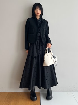 「DRESSTERIOR（ドレステリア）のブガッティバッグ（ショルダーバッグ、ホワイト系）」を使った、本村　実沙子さんの秋コーディネート