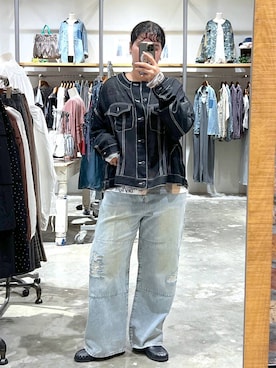 「niko and...（ニコアンド）のギャザーローファー（ローファー、ブラック系）」を使った、あめさん（レディース・167cm）の夏コーディネート