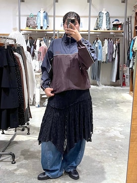 「niko and...（ニコアンド）のギャザーローファー（ローファー、ブラック系）」を使った、あめさん（レディース・167cm）の秋コーディネート