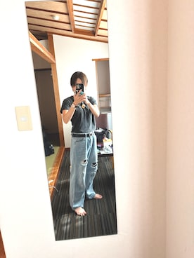 「しまむら（シマムラ）のアイテム（Tシャツ/カットソー）」を使った、erimarumaru712さん（レディース・155cm）の夏コーディネート