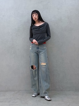 「MURUA（ムルーア）のアイテム（パンツ）」を使った、YURIさん（レディース・162cm）の秋コーディネート