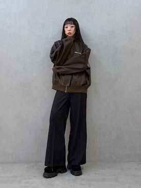 「MURUA（ムルーア）のアイテム（パンツ）」を使った、YURIさん（レディース・162cm）の秋コーディネート
