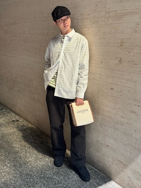 「LACOSTE（ラコステ）のアイテム（帽子）」を使った、Yamakoooさん（メンズ・174cm）の春コーディネート