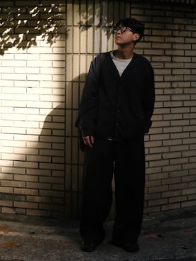 「アイテム（ノーカラージャケット）」を使った、chiou900428さん（メンズ・174cm）の冬コーディネート