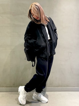 「アイテム（MA-1）」を使った、RMさん（レディース・162cm）の冬コーディネート