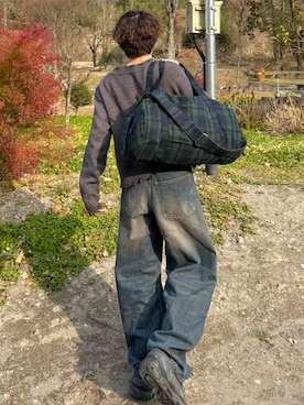 「Zooodle（ズードル）のTravel Boston Bag - トラベルボストンバッグ -（トートバッグ、グリーン系）」を使った、りゅうせいさん（メンズ・163cm）の春コーディネート