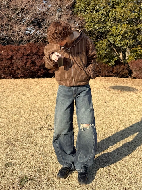 striped hoodie jacket/ストライプフーディージャケット（ブルゾン