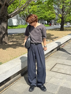 「TORY LEATHER（トリーレザー）のアイテム」を使った、りゅうせいさん（メンズ・163cm）の春コーディネート