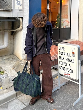 「Zooodle（ズードル）のReversible Suede Blouson - リバーシブルスウェードブルゾン -（ブルゾン、ブルー系）」を使った、りゅうせいさん（メンズ・163cm）の春コーディネート