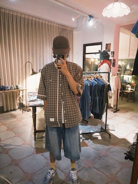 「idelismのアイテム（シャツ/ブラウス、ブラウン系）」を使った、Millyさん（メンズ・178cm）の夏コーディネート