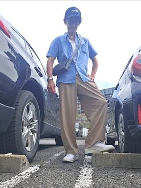 「Levi's（リーバイス）のアイテム（トップス）」を使った、tonoootonoooさん（メンズ・174cm）の夏コーディネート